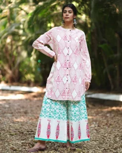 Promise of a Primrose Blush Pink Hand Block Print Kurti - MMG