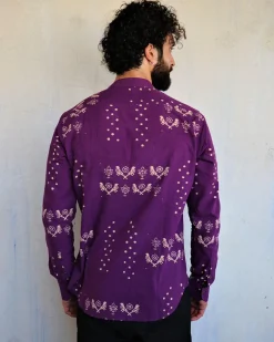 Purple Blockprinted Men's Shirt