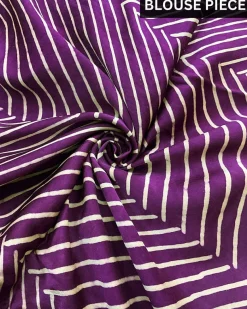 Purple Blockprinted Modal Silk Saree - Rang