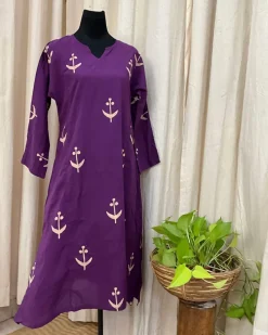 Purple Handblock printed kurta - Love Despite
