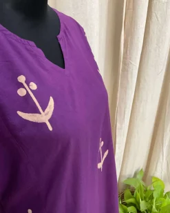 Purple Handblock printed kurta - Love Despite
