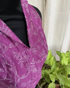 Purple Handblock Printed Chanderi Silk Blouse - Love Despite