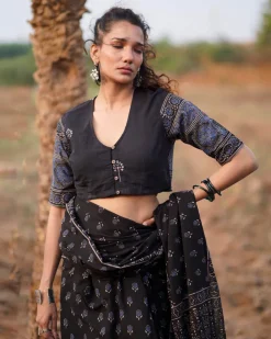 Quiet Eclipse Blockprinted Cotton Blouse-WWB