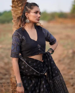 Quiet Eclipse Blockprinted Cotton Blouse-WWB