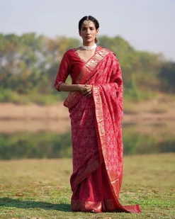 Radha Blockprinted Dola Silk Saree - RB