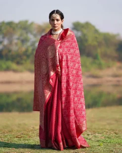 Radha Blockprinted Dola Silk Saree - RB