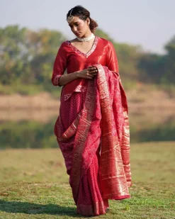 Radha Blockprinted Dola Silk Saree - RB