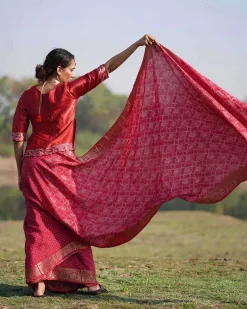 Radha Blockprinted Dola Silk Saree - RB