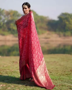 Radha Blockprinted Dola Silk Saree - RB