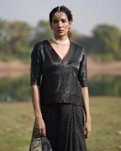 Radhika Blockprinted Mashru Silk Blouse - RB