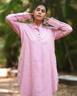 Radiant Roses Blush Pink Block Printed Kurta Set - MMG