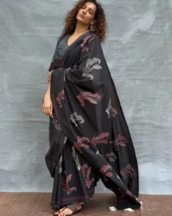 Raindrop Blockprinted Cotton Saree