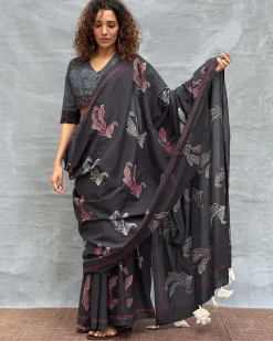 Raindrop Blockprinted Cotton Saree