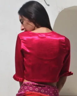 Rani Block Printed Crop Top Mashru Silk Blouse