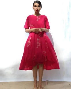 Rani Handprinted Pure Cotton Wildflower Dress -Skd