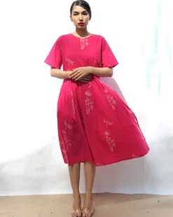 Rani Handprinted Pure Cotton Wildflower Dress -Skd