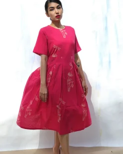 Rani Handprinted Pure Cotton Wildflower Dress -Skd