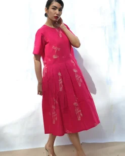 Rani Handprinted Pure Cotton Wildflower Dress -Skd