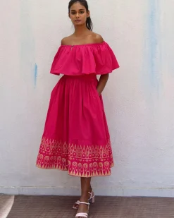 Rani Off Shoulder Handblockprinted Cotton Dress-Sor