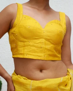 Rashmi Handwoven Linen Zari Blouse - Eknoor
