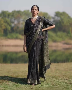 Rasika Blockprinted Dola Silk Saree - RB