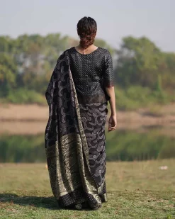 Rasika Blockprinted Dola Silk Saree - RB