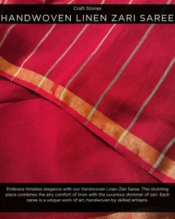 Red Charm Handwoven Linen Saree - Everyday Beautiful