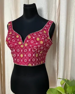 Red HandBlock Printed Blouse - Love Despite