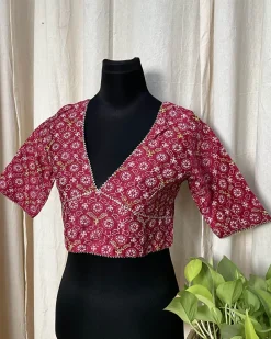 Red HandBlock Printed Blouse - Love Despite