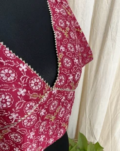 Red HandBlock Printed Blouse - Love Despite