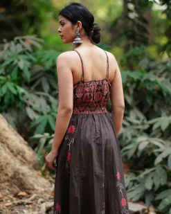 Rohini Brown Block Printed Cotton Dress - WW