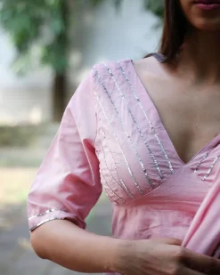 Rose Pink Mulmul Cotton Blouse - Jugnoo