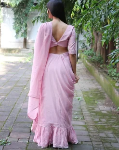 Rose Pink Mulmul Cotton Blouse - Jugnoo