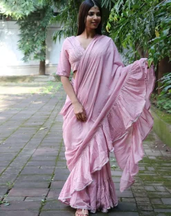 Rose Pink Mulmul Cotton Blouse - Jugnoo