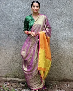 Roshani Handwoven Cotton Zari Saree - Chandani