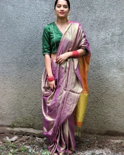 Roshani Handwoven Cotton Zari Saree - Chandani