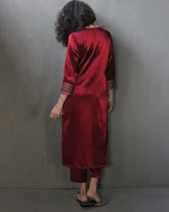 Rubaa Handprinted Mashru Silk Kurta Set