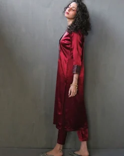 Rubaa Handprinted Mashru Silk Kurta Set