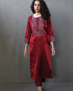 Rubaa Handprinted Mashru Silk Kurta Set