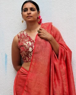 Ruby Red Brocade Blouse - TOG