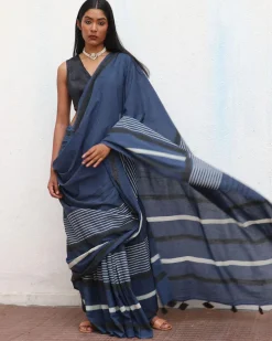 Saadiyah Blockprinted Cotton Saree - NOMAD