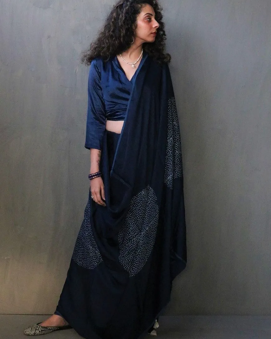 Saba Handblockprinted Modal Silk Saree