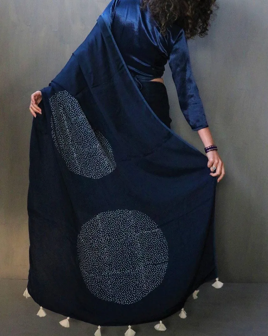 Saba Handblockprinted Modal Silk Saree