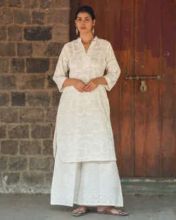 Salted Paper Ivory Block Printed Kurti - SFD