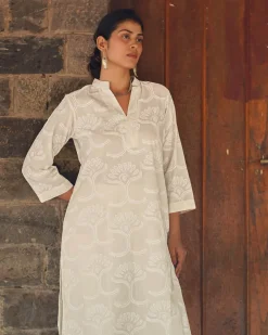 Salted Paper Ivory Block Printed Kurti - SFD