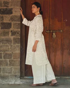Salted Paper Ivory Block Printed Kurti - SFD