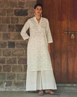 Salted Paper Ivory Block Printed Kurti - SFD