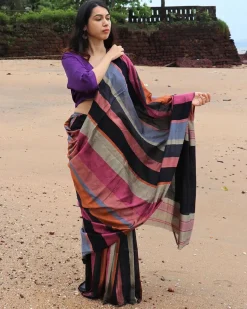 Samaa Handwoven Cotton Saree - Holi