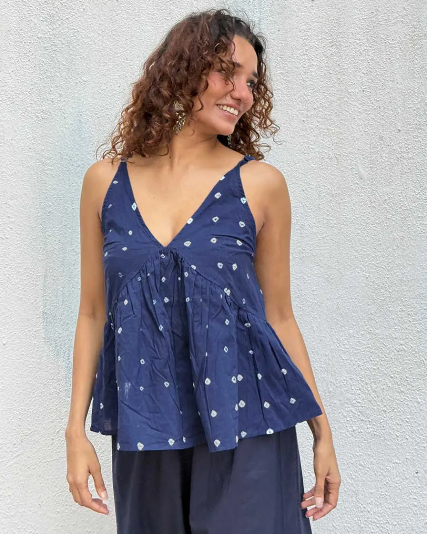 Sapphire Spell Bandhej Cotton Top