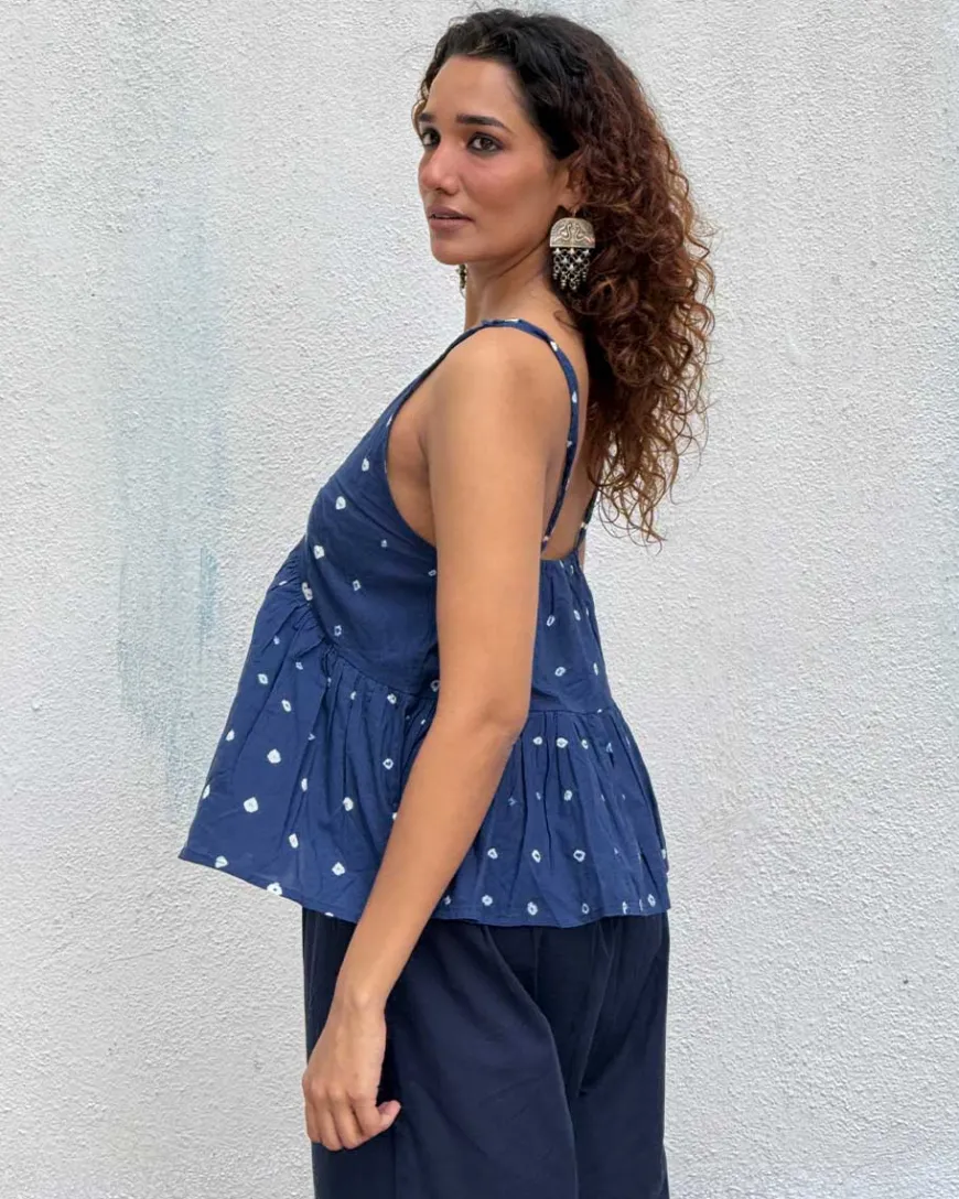 Sapphire Spell Bandhej Cotton Top